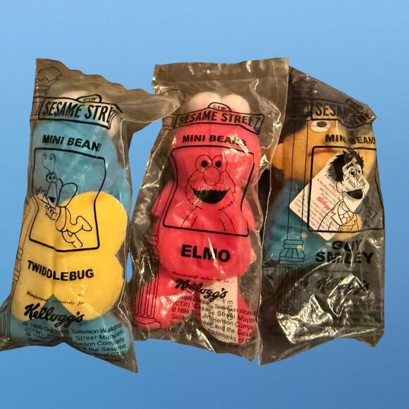Vintage Sesame Steet Mini Beans Kelloggs Guy Smilie Elmo Tweedlebug Plush A30 - Picture 5 of 7